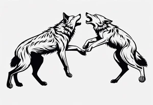 two wolves dancing on their hind legs. they should be visibly dancing and facing one another tattoo idea