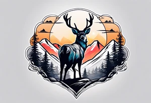 mountain with small deer tattoo idea