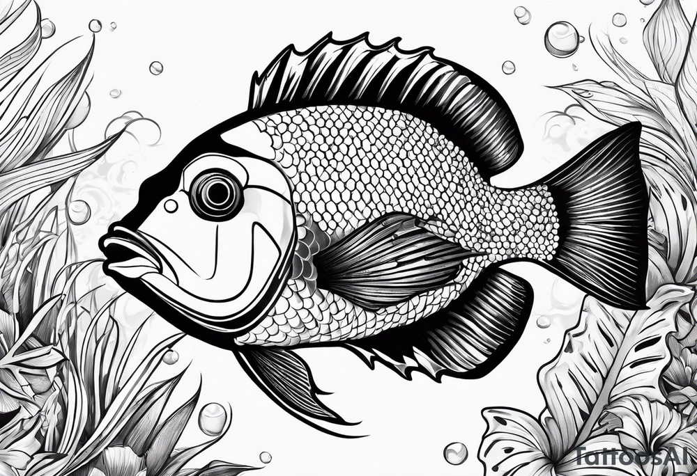 Tropical fish for men's shoulder tattoo idea