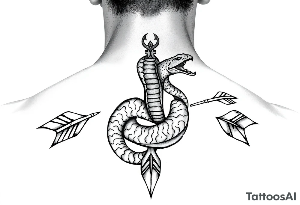 snake with arrow with around chest
, tattoo idea