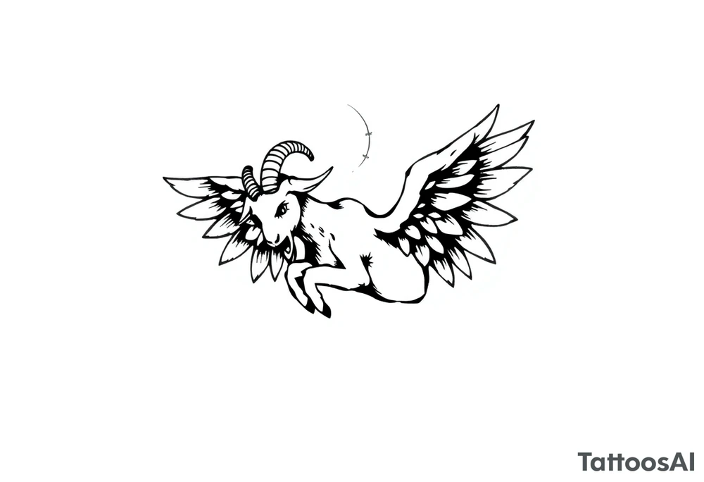 goat odd crying angel tattoo idea