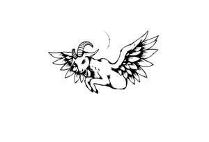 goat odd crying angel tattoo idea