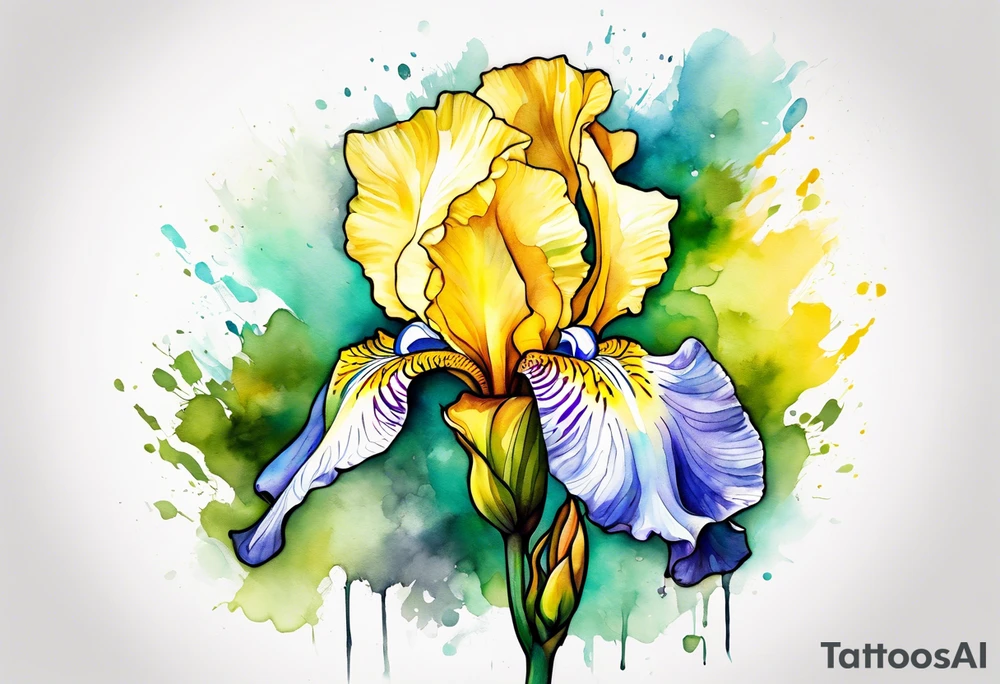 iris flower and birch tree and includes the following wording "fuck cancer"
with yellow, green and aquamarine colours tattoo idea