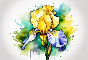 iris flower and birch tree and includes the following wording "fuck cancer"
with yellow, green and aquamarine colours tattoo idea