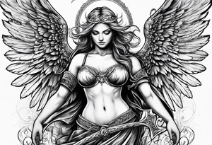 Angel with dominance tattoo idea
