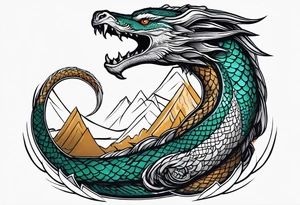 a Sleeve tattoo Jörmungandr the World Serpent, as depicted in God of War. tattoo idea