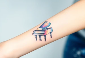 dreamy grand piano under the stars tattoo idea