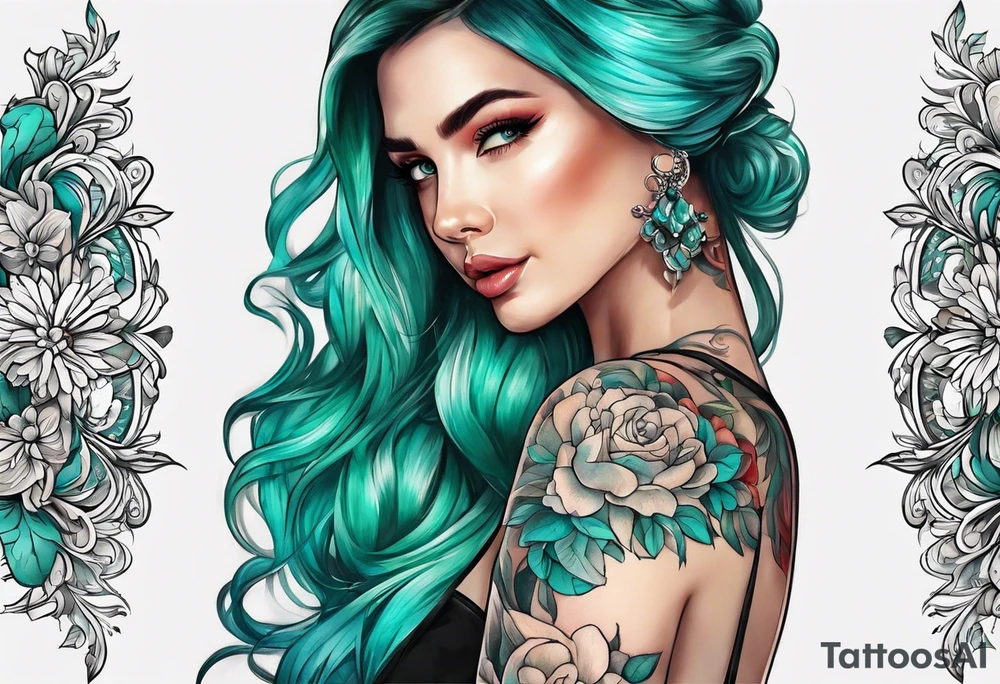 The name Drew with teal tattoo idea