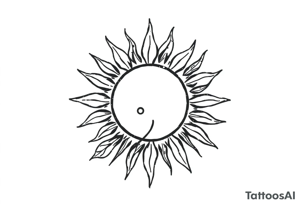 Sun with stem and leaves tattoo idea