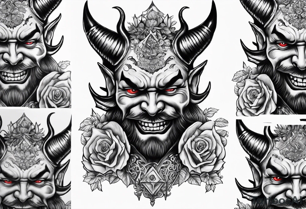 old school devil placed in the chest tattoo idea