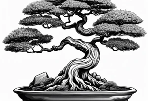 bonsai tree with one side that has more foliage than the other tattoo idea