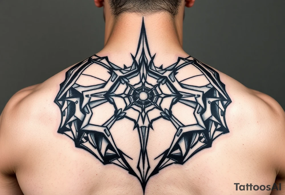 a back tattoo that looks like an exhaust vent, make it look more futuristic tattoo idea