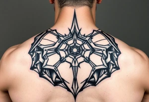 a back tattoo that looks like an exhaust vent, make it look more futuristic tattoo idea