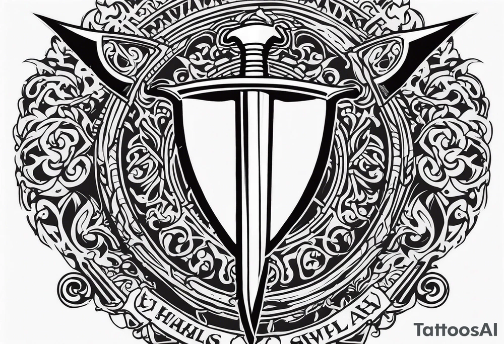 Valhalla  sword shield axe tattoo idea