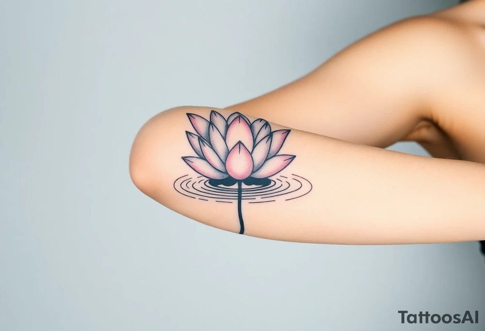 serene lotus flower emerging from sacred waters with ripples tattoo idea