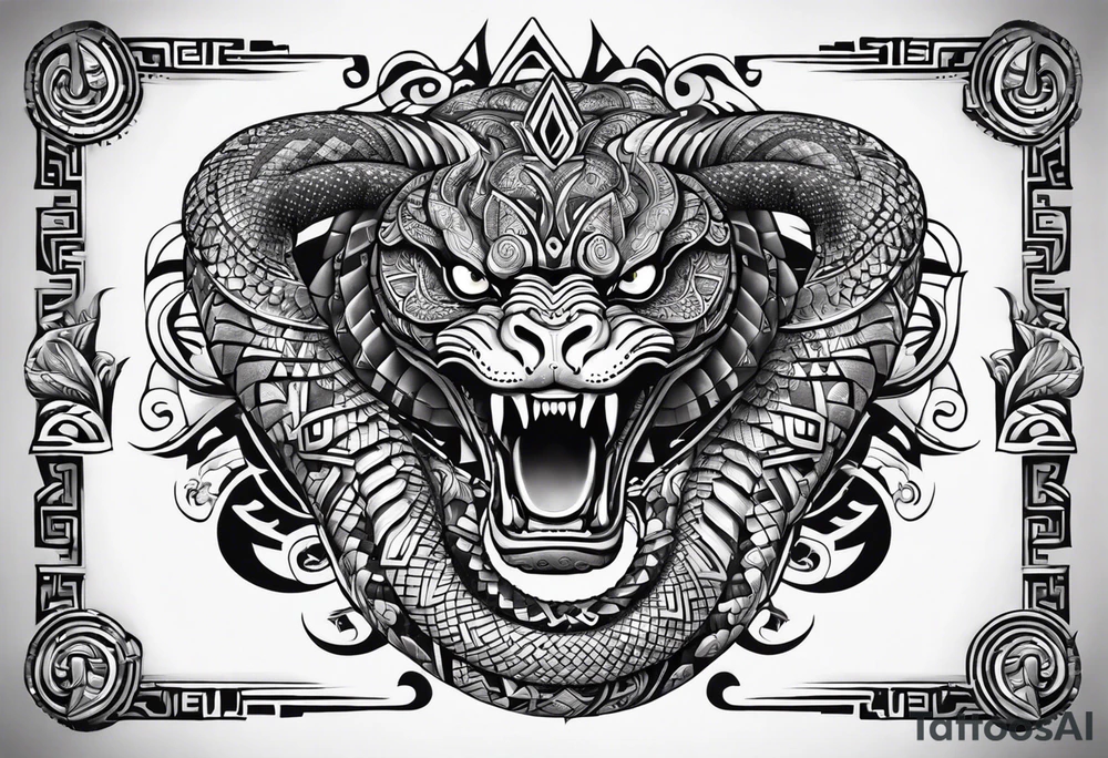 aztec snake sleeve tattoo idea