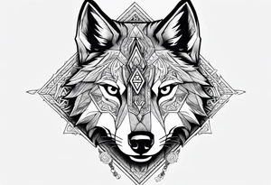 Legend of zelda link wolf in profile, in the center of his forhead is a diamond shape with a dot in the middle tattoo idea