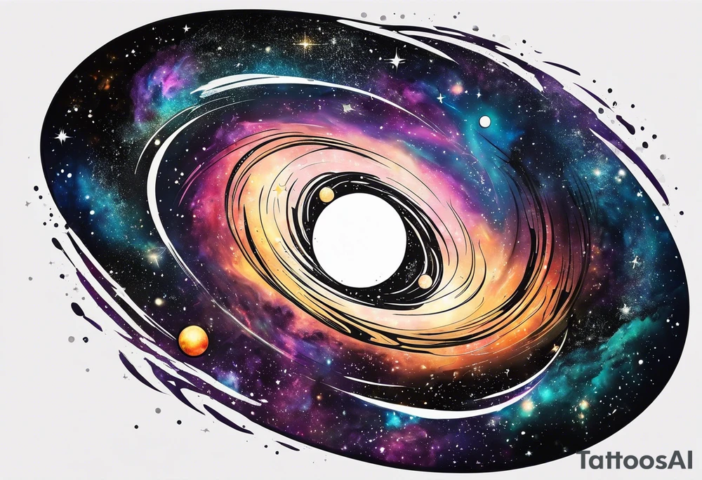 Galaxy going into black hole tattoo idea