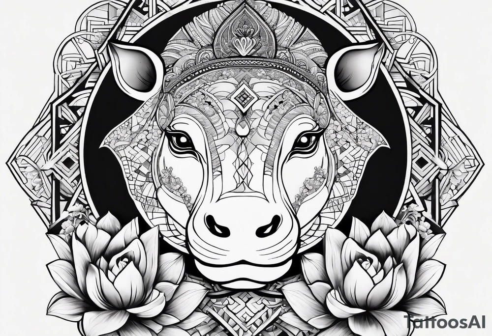Very asymmetrical, +geometric pattern, with realistic full moon, with hippo, +zen feel, + Buddhism touch, +tribal, +geometric, +inkart , +blackwork
with wintersweet flower bud, +portrait orientation, +inkart touch, tattoo idea
