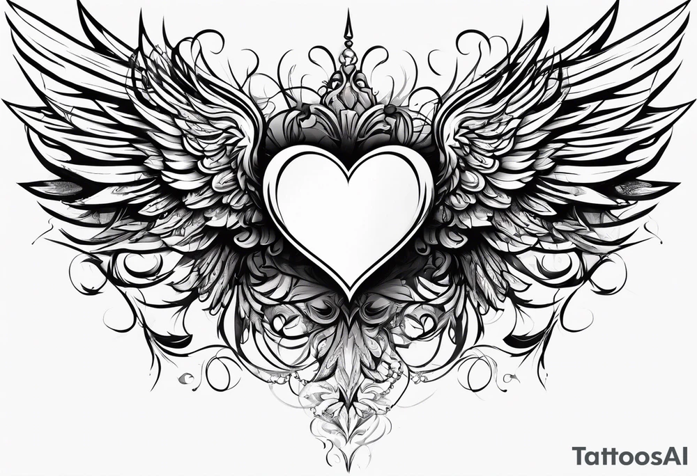 devilish heart angelish wings tattoo idea