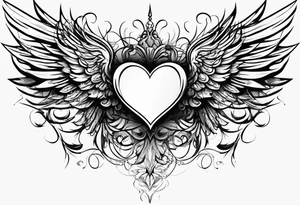 devilish heart angelish wings tattoo idea