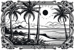 Palm tree postage stamp tattoo idea