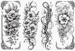 half sleeve with small flowers vining around arm tattoo idea