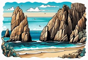 Cabo San Lucas beach that shows the famous rock formation tattoo idea