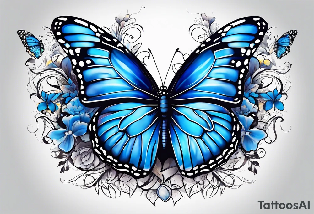 blue monarch butterflies tattoo idea