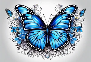 blue monarch butterflies tattoo idea