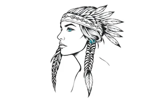 Female Native American wearing headband tattoo idea