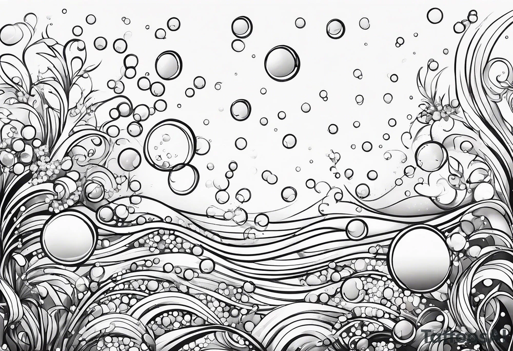 Draw me some magical really simple underwater bubbles and simple stars tattoo idea
