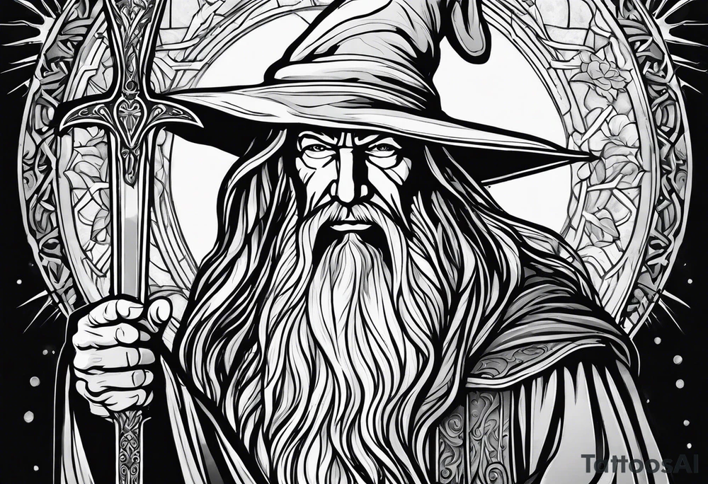 Gandalf holding a sword tattoo idea
