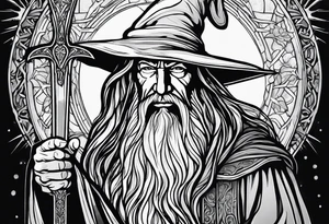 Gandalf holding a sword tattoo idea