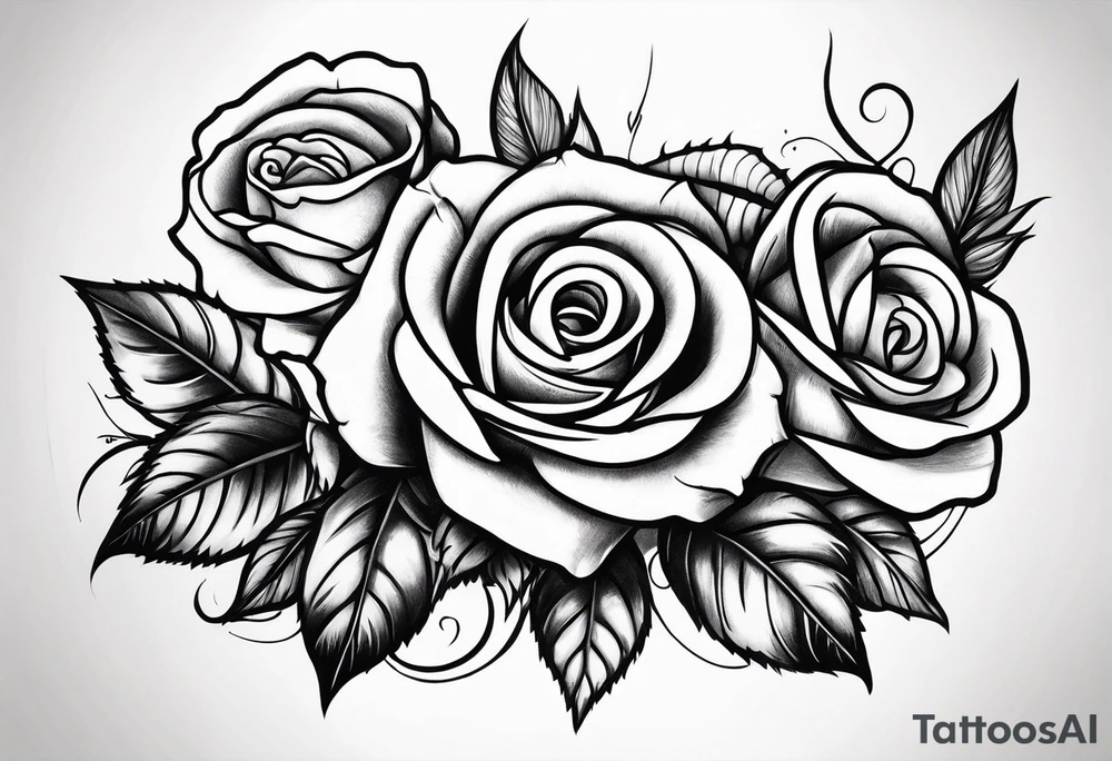 Dagger piercing roses tattoo idea