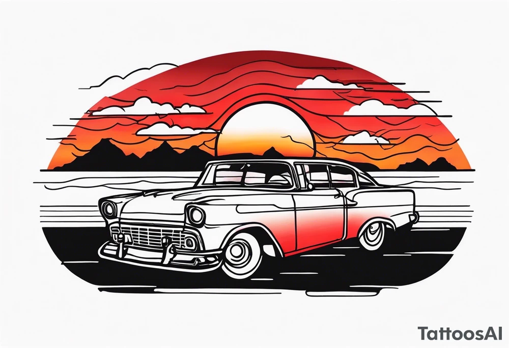 red sunset tattoo idea
