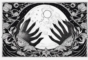 Hands in the moon tattoo idea
