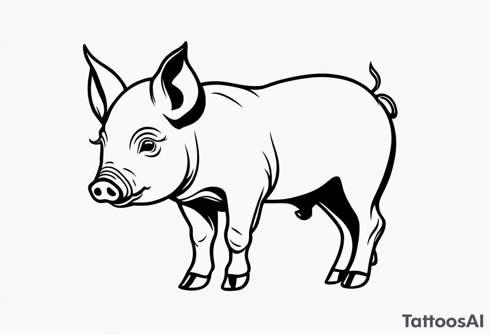 very cute piglet.
outline only tattoo idea