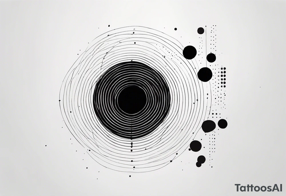 simple shape made from black dots and circles to go on upper arm/shoulder tattoo idea
