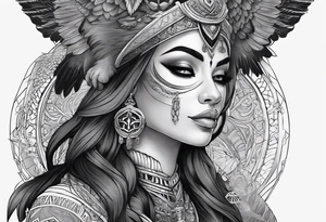kali ma, alien goddess, valkrye, pirate, divine feminine, zenza resonance, pachamama, lotus azul, blank panther, eagle, skull, 5D, nueva gaya, dna 12 tattoo idea