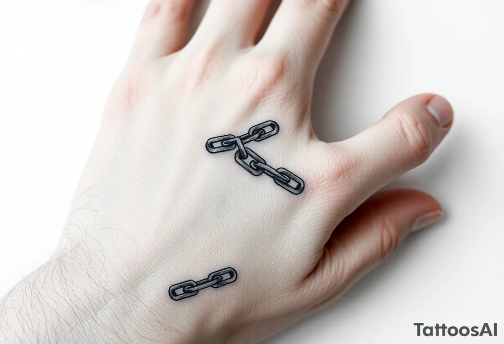 Gothic chains wrapped around outline of hand on the the index finger and connected to the thumb tattoo idea