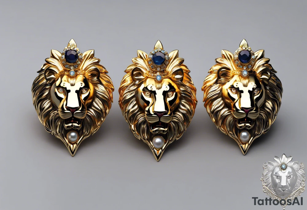 Lion’s Face: Positioned centrally, with intricate details.
North Star and Twin Star: Placed above the lion’s head, symbolizing guidance and direction for both you and your sister.
Crown with Pearls: On the lion’s head, representing "king" and adorned with pearls for added detail.
Scepter with Pearls: Positioned next to the lion, also adorned with pearls.
Flowers: Surrounding the design with detailed petals and centers.
Intertwined Lilies: Subtly included to symbolize you and your twin sister.
Winding Road: Flowing through the background with added details, representing your journey.
Gemini Symbol: Integrated into the design, representing the bond with your twin sister. tattoo idea