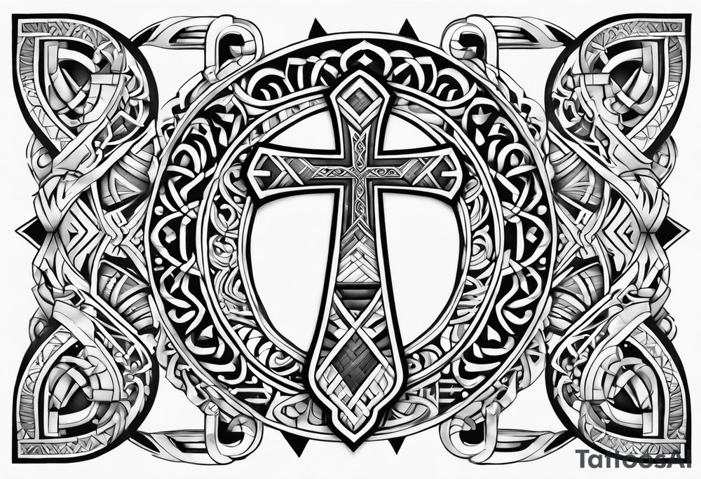 ankh mixed maori for whole arm tattoo idea