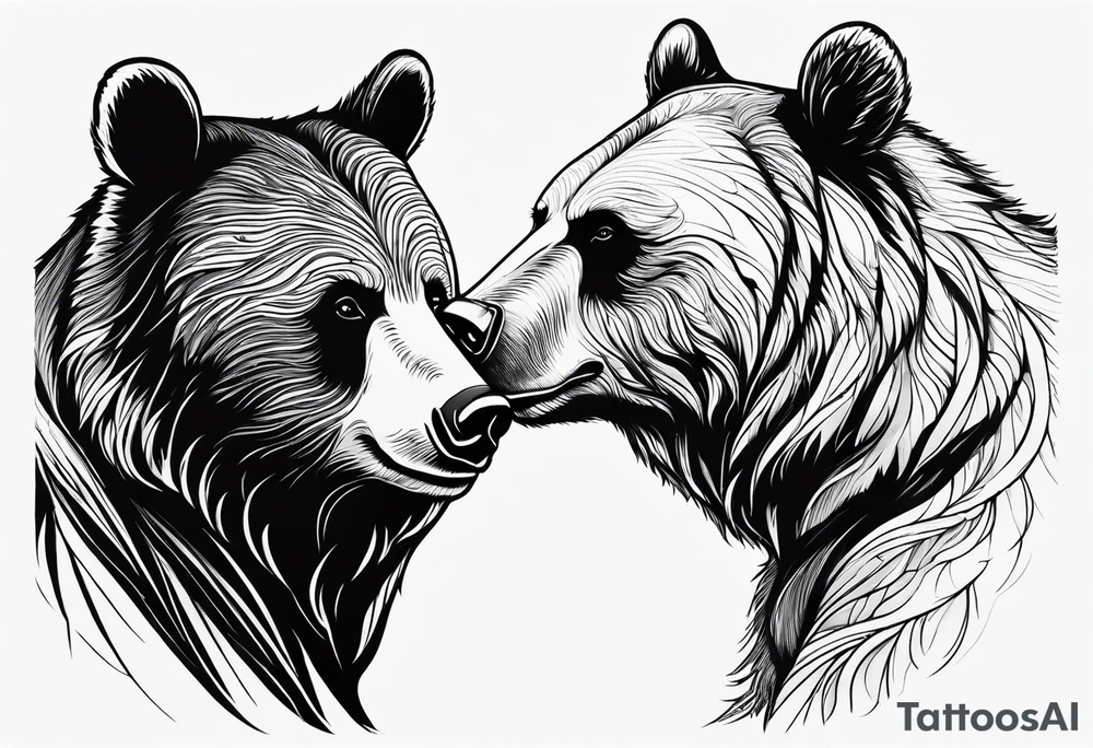 mother bear and cub looking at each other teardrop shaped simple tattoo idea mother bear and cub looking at each other teardrop shaped simple tattoo idea
