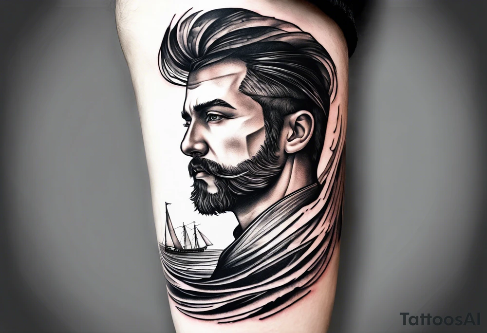 voilier vue de face. phare maritime dans le voilier servant de mat pour les voiles. tattoo idea