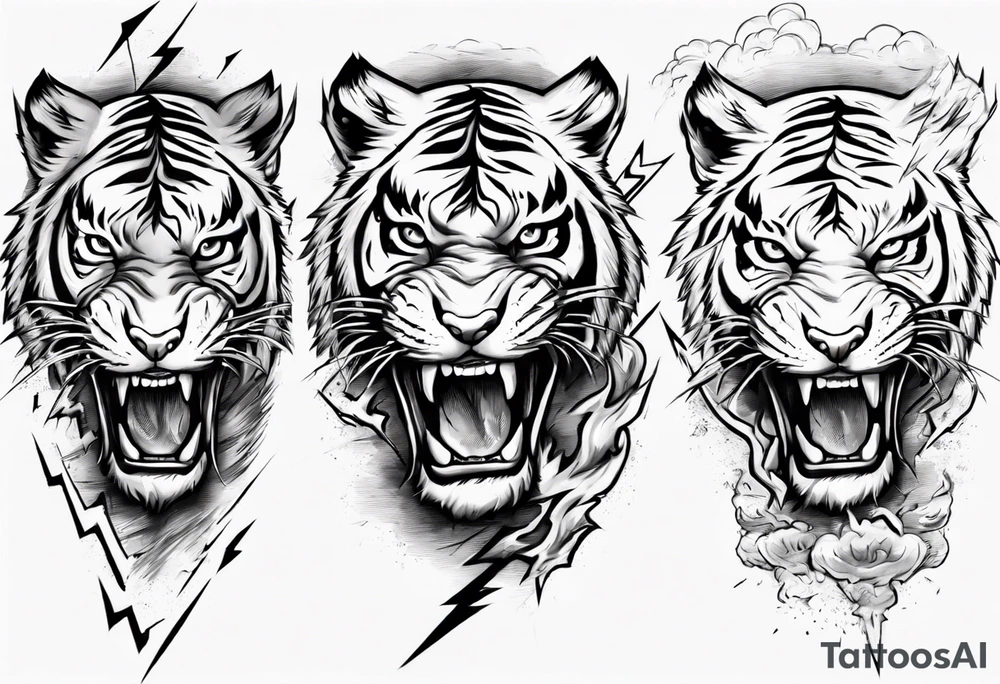 A tiger surrounded by lightning for a forearm sleeve. Also leaving room for a symbol to be below the tiger tattoo idea