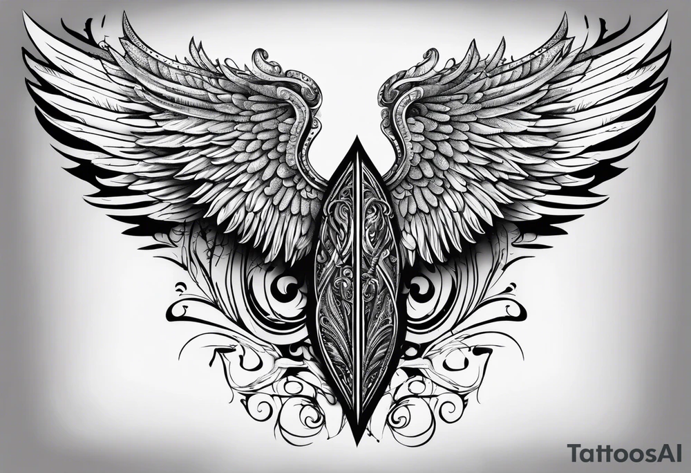 Angel Wings with the word Glenn in between tattoo idea Angel Wings with the word Glenn in between tattoo idea