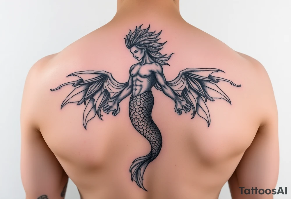 ethereal merman tattoo idea