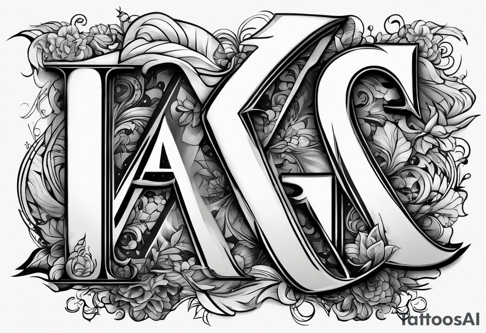 The letters AR together with the words always ready going down the side of the letters tattoo idea