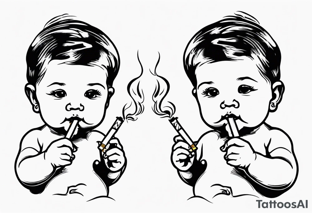 baby who smoke cigarettes tattoo idea